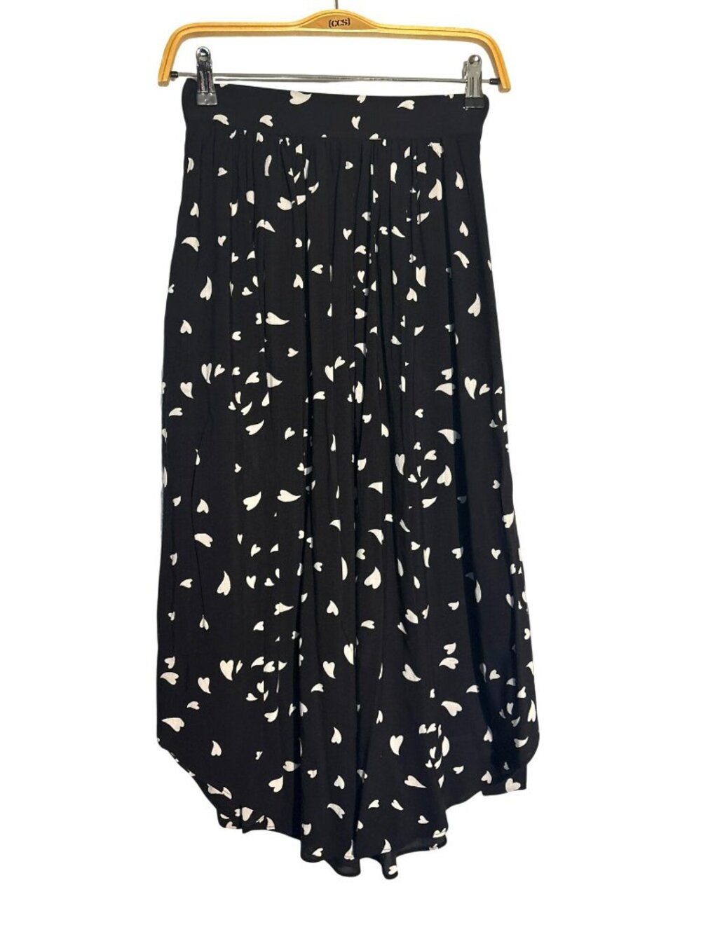 Maeve Anthropologie Black & White Heart Print Midi Skirt XXS